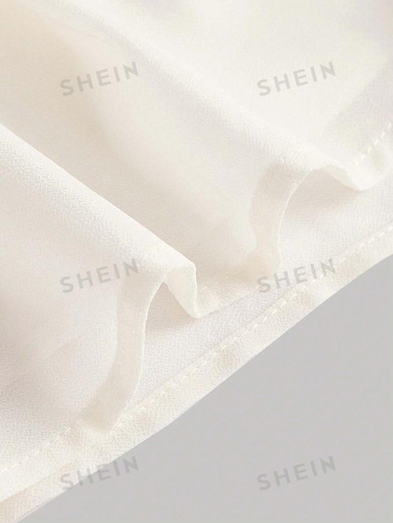 SHEIN MOD SHEIN MOD женская двухслойная мини-юбка с асимметричным подолом и рюшами и присборенной талией, бежевый