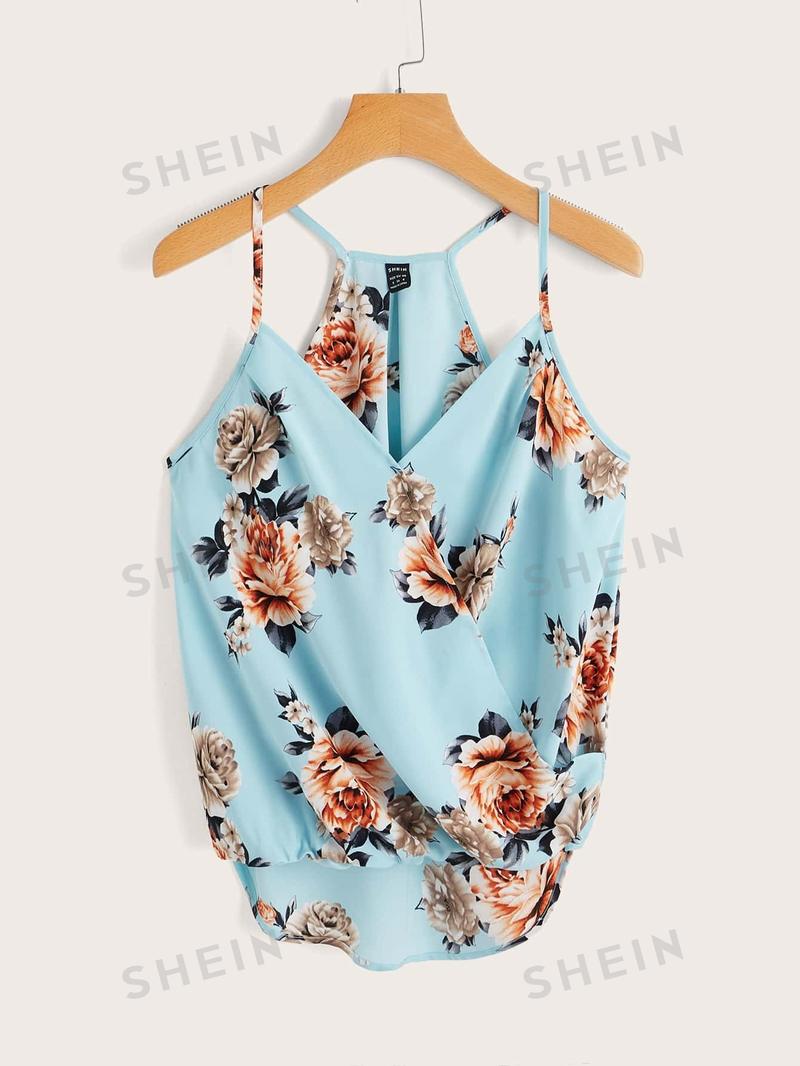 SHEIN Clasi Женская фиолетовая майка с принтом омбре и бретелями, голубые