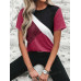 SHEIN Clasi Полосатая футболка с короткими рукавами и круглым вырезом с цветными блоками, редвуд SHEIN Clasi Полосатая футболка с короткими рукавами и круглым вырезом с цветными блоками, редвуд