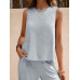 SHEIN LUNE Женский однотонный повседневный комплект из двух предметов свободного кроя, голубые