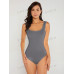 SHEIN BASICS Однотонное облегающее боди с квадратным вырезом, серый