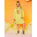 SHEIN Платье-свитшот с заниженными плечами и буквенным принтом, желтый SHEIN Платье-свитшот с заниженными плечами и буквенным принтом, желтый