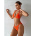 SHEIN Swim BAE Однотонный текстурированный комплект из двух частей купальника, апельсин