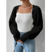 SHEIN EZwear Однотонный базовый укороченный кардиган с открытой передней частью, черный SHEIN EZwear Однотонный базовый укороченный кардиган с открытой передней частью, черный