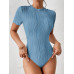 SHEIN Трикотажное боди из однотонной ребристой ткани Frenchy, синий