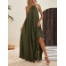 SHEIN LUNE Женское модное однотонное платье с бретелькой на шее, армейский зеленый