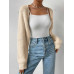 SHEIN EZwear Однотонный базовый укороченный кардиган с открытой передней частью, абрикос SHEIN EZwear Однотонный базовый укороченный кардиган с открытой передней частью, абрикос