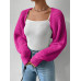 SHEIN EZwear Однотонный базовый укороченный кардиган с открытой передней частью, ярко-розовый SHEIN EZwear Однотонный базовый укороченный кардиган с открытой передней частью, ярко-розовый