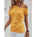 SHEIN Clasi Асимметричная футболка с воротником и пуговицами, желтый