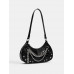 SHEIN ICON Street Style, средняя сумка-хобо с застежкой-молнией, необычная цепочка и декор в форме сердца , многоцветный