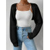 SHEIN EZwear Однотонный базовый укороченный кардиган с открытой передней частью, черный SHEIN EZwear Однотонный базовый укороченный кардиган с открытой передней частью, черный