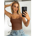 SHEIN BAE женская сексуальная однотонная майка с открытой спиной, коричневый