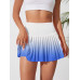 SHEIN Спортивная мини-юбка с градиентными плиссированными шортами для повседневного и повседневного использования, синий