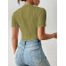 SHEIN Трикотажное боди из однотонной ребристой ткани Frenchy, зеленый
