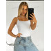 SHEIN BAE женская сексуальная однотонная майка с открытой спиной, белый