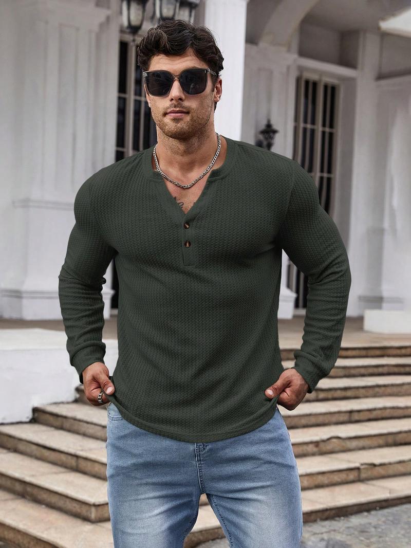 Мужская футболка с длинным рукавом и воротником-стойкой Manfinity Homme, армейский зеленый