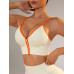 SHEIN Yoga Модный женский бесшовный спортивный бюстгальтер в контрастную полоску, бежевый SHEIN Yoga Модный женский бесшовный спортивный бюстгальтер в контрастную полоску, бежевый
