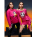 SHEIN 1 шт. Облегающее платье с буквами и фигурами и рюшами и драпировкой по бокам, ярко-розовый