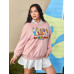 SHEIN Plus 1 шт. Толстовка с заниженными плечами с рисунком и буквами, розовый SHEIN Plus 1 шт. Толстовка с заниженными плечами с рисунком и буквами, розовый