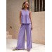 SHEIN LUNE Женский однотонный повседневный комплект из двух предметов свободного кроя, сиреневый фиолетовый
