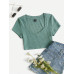 SHEIN EZwear - женский однотонный укороченный топ приталенного кроя, кадет синий