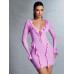 SHEIN BAE Женское платье с завязками спереди и длинными рукавами с оборками по подолу, розовый