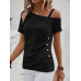 SHEIN Clasi Асимметричная футболка с воротником и пуговицами, черный SHEIN Clasi Асимметричная футболка с воротником и пуговицами, черный
