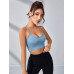 SHEIN Yoga Модный женский бесшовный спортивный бюстгальтер в контрастную полоску, голубые SHEIN Yoga Модный женский бесшовный спортивный бюстгальтер в контрастную полоску, голубые