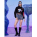 SHEIN Укороченный свитшот с заниженными плечами и мультяшным рисунком, черный SHEIN Укороченный свитшот с заниженными плечами и мультяшным рисунком, черный