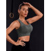 SHEIN Yoga Модный женский бесшовный спортивный бюстгальтер в контрастную полоску, серый SHEIN Yoga Модный женский бесшовный спортивный бюстгальтер в контрастную полоску, серый