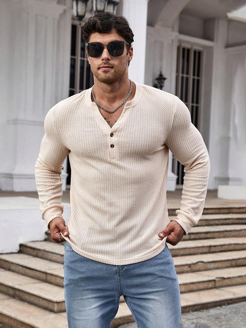Мужская футболка с длинным рукавом и воротником-стойкой Manfinity Homme, абрикос