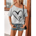 SHEIN Clasi Женская футболка с принтом Love Heart и нерегулярными плечами, серый SHEIN Clasi Женская футболка с принтом Love Heart и нерегулярными плечами, серый