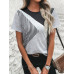 SHEIN Clasi Полосатая футболка с короткими рукавами и круглым вырезом с цветными блоками, многоцветный SHEIN Clasi Полосатая футболка с короткими рукавами и круглым вырезом с цветными блоками, многоцветный