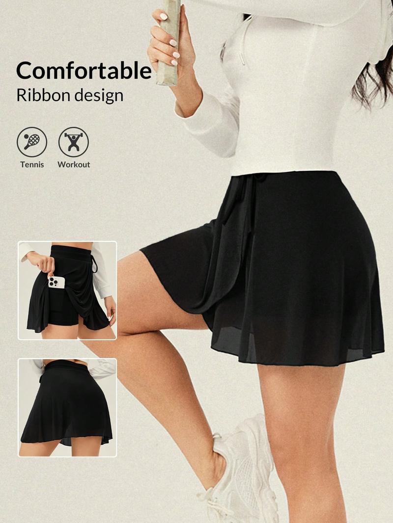 SHEIN VARSITY Спортивная теннисная базовая сетка с поясом и юбкой, черный
