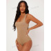 SHEIN BASICS Однотонное облегающее боди с квадратным вырезом, верблюд