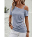 SHEIN Clasi Асимметричная футболка с воротником и пуговицами, синий SHEIN Clasi Асимметричная футболка с воротником и пуговицами, синий