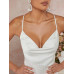 SHEIN Haute Платье с кружевными вставками и драпировкой и разрезом на шее, белый