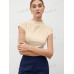 SHEIN BIZwear Женская однотонная футболка с короткими рукавами и воротником-стойкой, абрикос