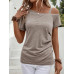 SHEIN Clasi Асимметричная футболка с воротником и пуговицами, мокко браун SHEIN Clasi Асимметричная футболка с воротником и пуговицами, мокко браун