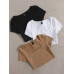 SHEIN EZwear 3 шт. однотонная приталенная футболка с круглым вырезом и короткими рукавами, верблюд