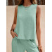SHEIN LUNE Женский однотонный повседневный комплект из двух предметов свободного кроя, мятно-зеленый