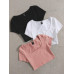 SHEIN EZwear 3 шт. однотонная приталенная футболка с круглым вырезом и короткими рукавами, пыльный розовый