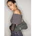SHEIN ICON Женская модная винтажная красная сумка через плечо с заклепками, серый