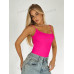 SHEIN BAE женская сексуальная однотонная майка с открытой спиной, ярко-розовый SHEIN BAE женская сексуальная однотонная майка с открытой спиной, ярко-розовый