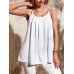 SHEIN Clasi однотонный плиссированный свободный повседневный топ-бретелька, белый SHEIN Clasi однотонный плиссированный свободный повседневный топ-бретелька, белый