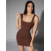 SHEIN BAE Однотонное боди-майка, кофейный коричневый