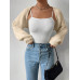 SHEIN EZwear Однотонный базовый укороченный кардиган с открытой передней частью, абрикос SHEIN EZwear Однотонный базовый укороченный кардиган с открытой передней частью, абрикос