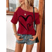 SHEIN Clasi Женская футболка с принтом Love Heart и нерегулярными плечами, красный SHEIN Clasi Женская футболка с принтом Love Heart и нерегулярными плечами, красный