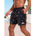 SHEIN Мужские пляжные шорты с клубничным принтом, черный