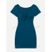 SHEIN PETITE Женское платье с вырезом сердечком и короткими рукавами, синий SHEIN PETITE Женское платье с вырезом сердечком и короткими рукавами, синий